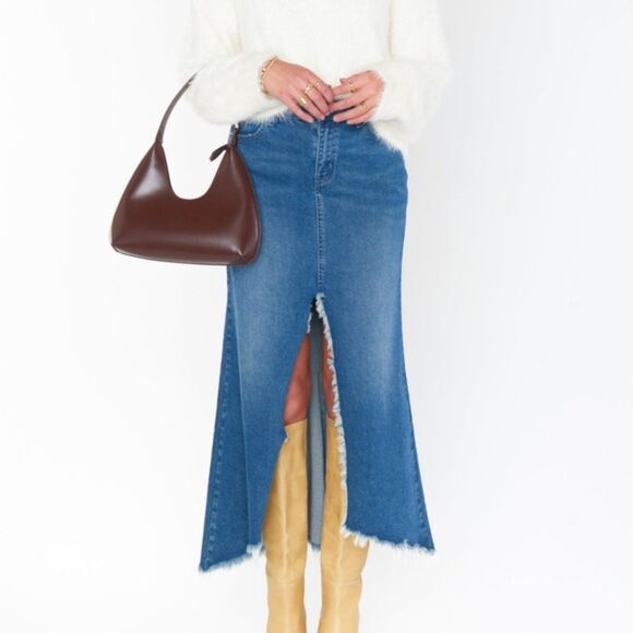 Show Me Your MuMu Dresses & Skirts - Show Me Your MuMu Blue Denim Maxi Skirt with Front Slit